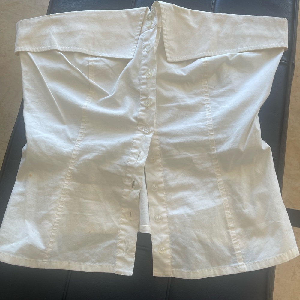 VINTAGE MOSCHINO Women's White Button-Down TOP
